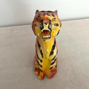 Rare Roaring Tiger Porcelain Luster Figurine Mid-Century